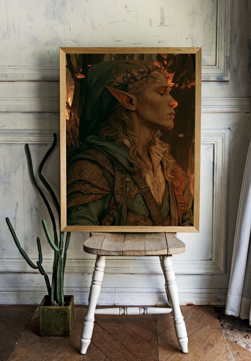 Elven Archer Portrait Print. — room view 1