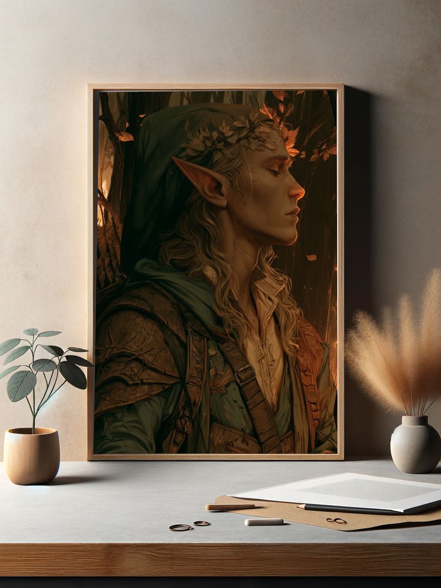 Elven Archer Portrait Print. — room view 2