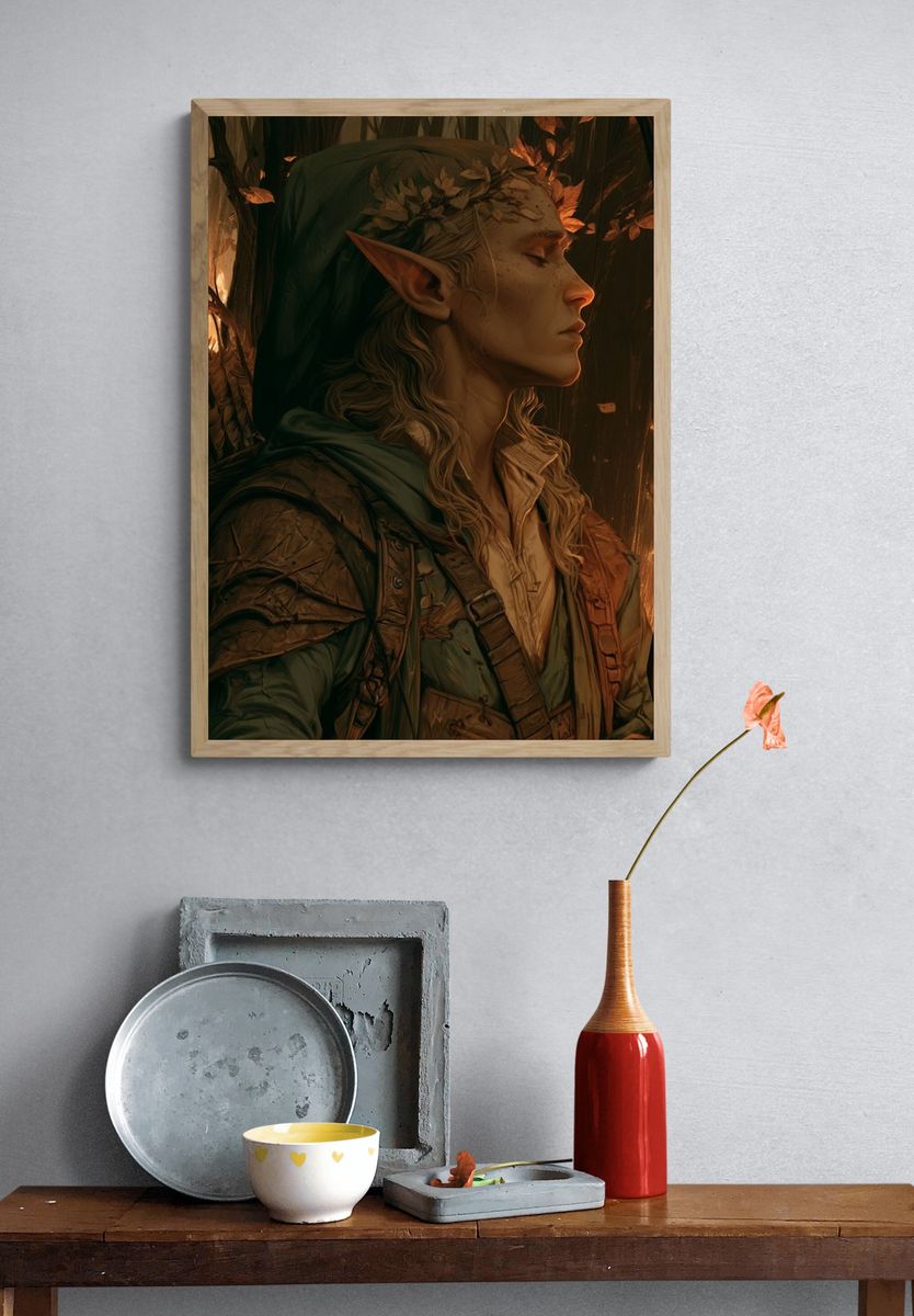 Elven Archer Portrait Print. — room view 3