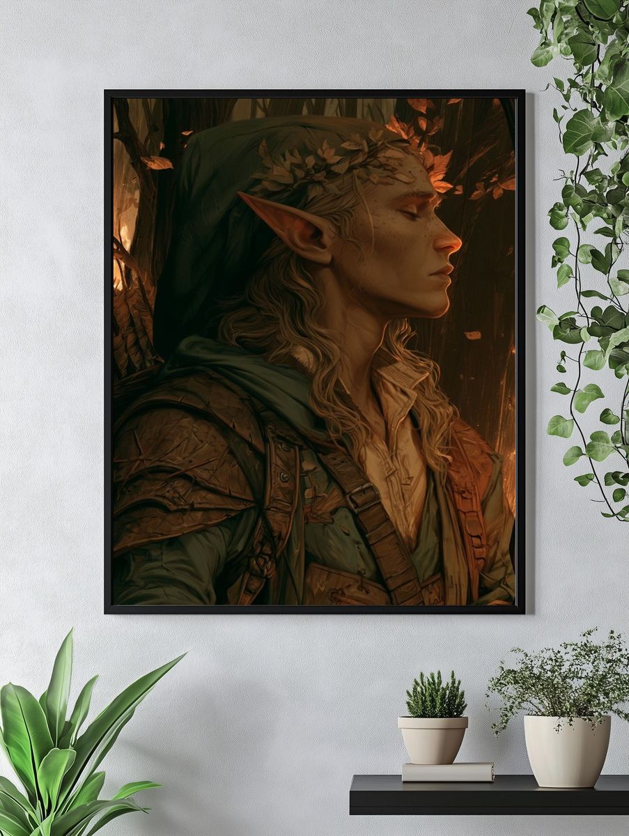Elven Archer Portrait Print. — room view 4