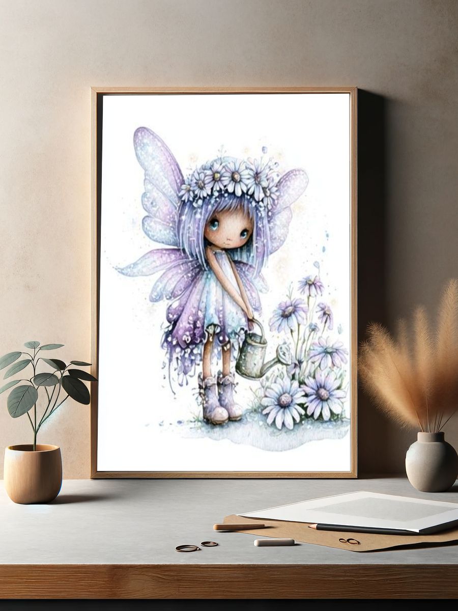 Fairy Girl Watercolor Print. — room view 2