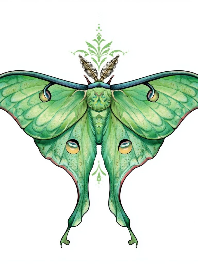 Green Luna Moth Illustration Poster. poster — illustration art