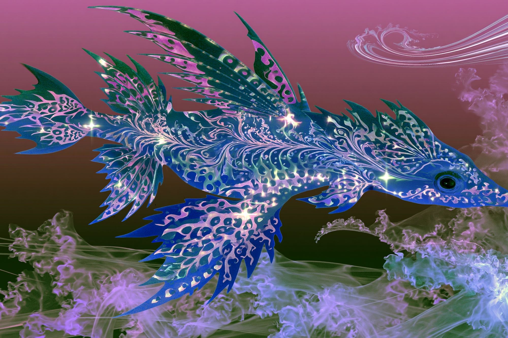Fantasy Fish Digital Art Poster. poster — illustration art