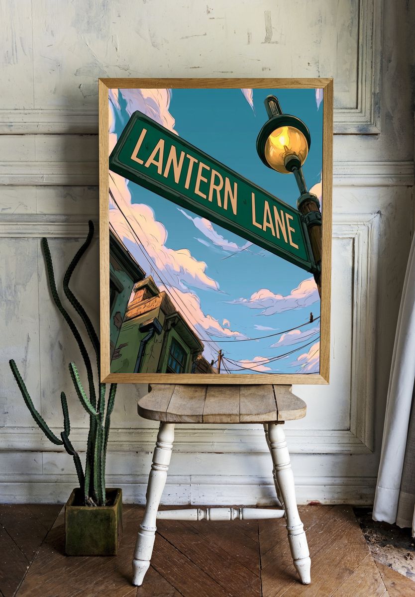 Lantern Lane Street Scene Poster. room preview