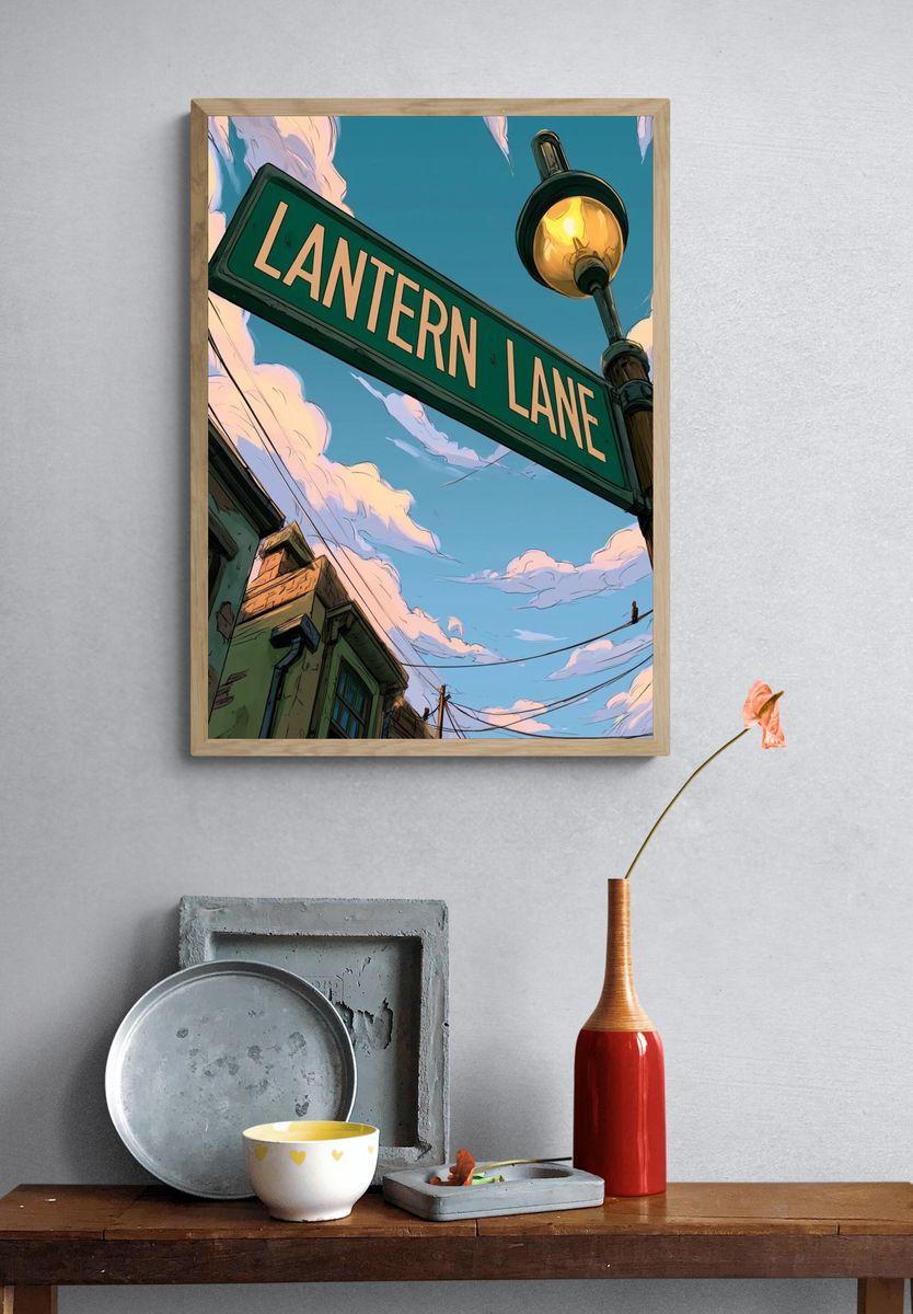 Lantern Lane Street Scene Poster. — room view 3