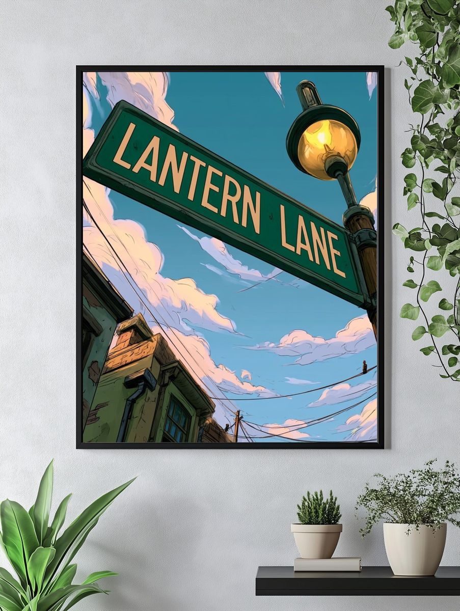 Lantern Lane Street Scene Poster. — room view 4