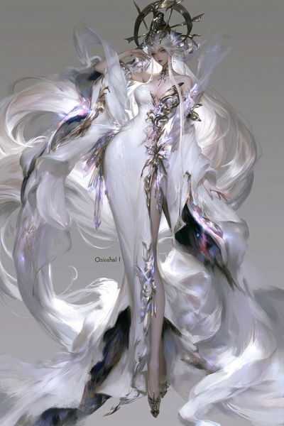 Celestial White Sorceress Illustration Poster.