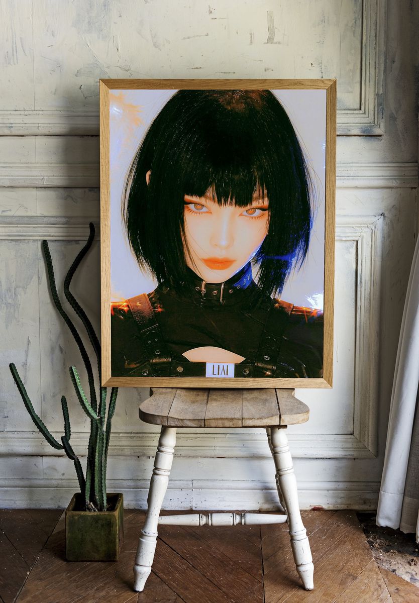 Cyberpunk Portrait — Digital Art Print. — room view 1