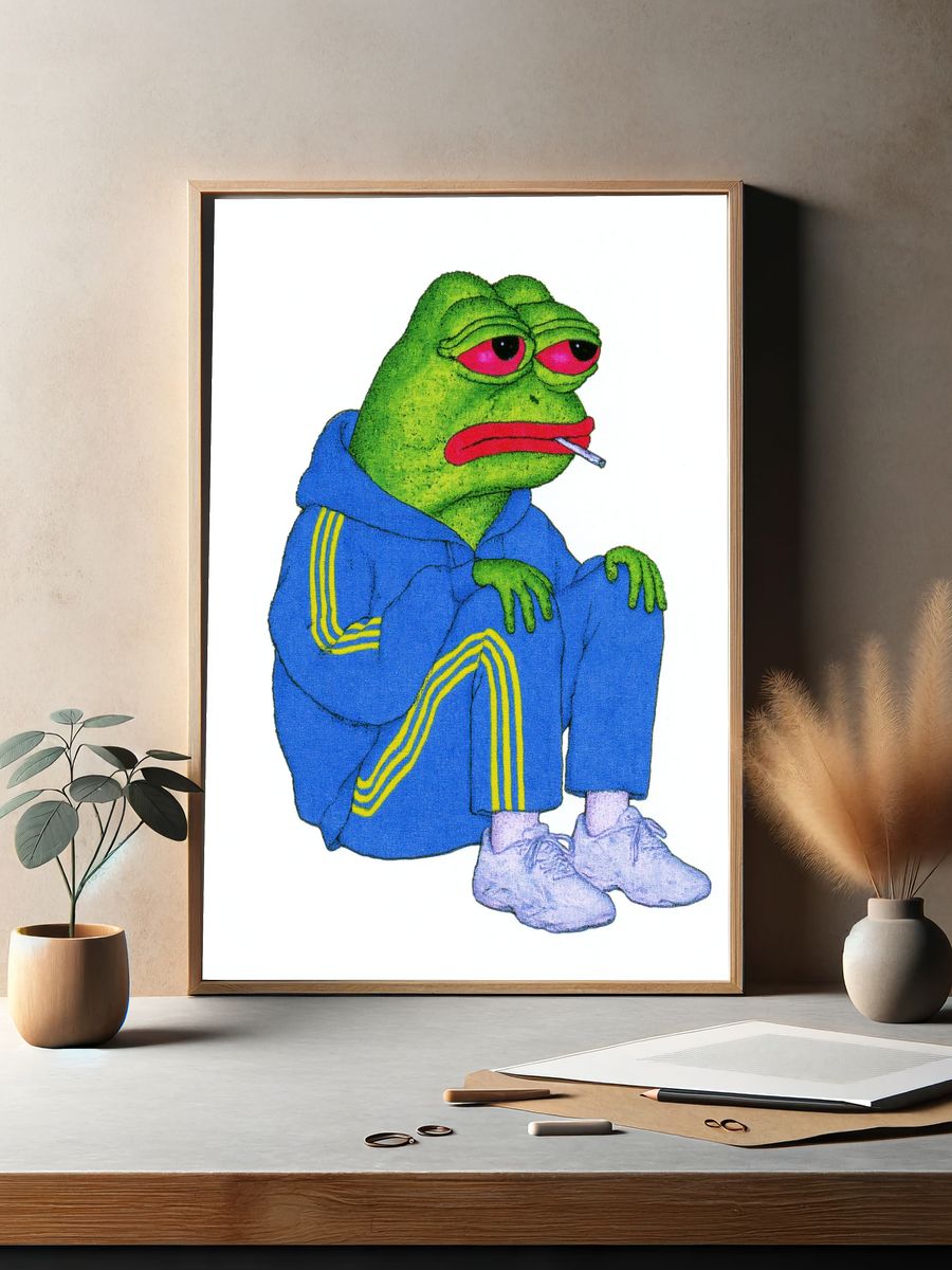 Pepe in Tracksuit Illustration Poster. — room view 2