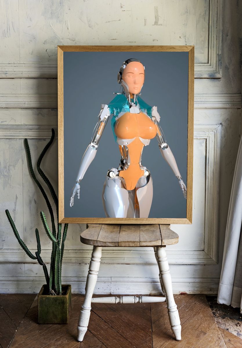 Futuristic Android Figure Poster. — room view 1