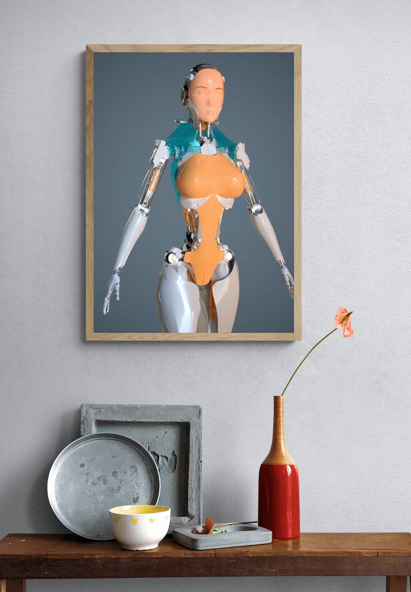Futuristic Android Figure Poster. — room view 3