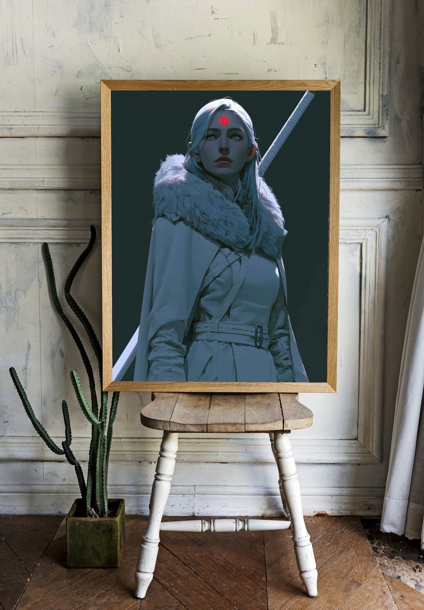 Mystic Warrior Portrait Print. — room view 1