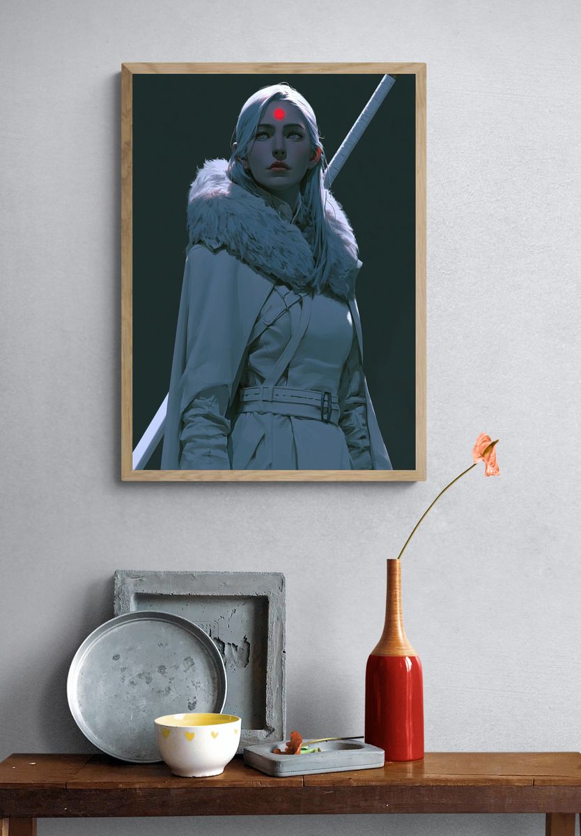 Mystic Warrior Portrait Print. — room view 3