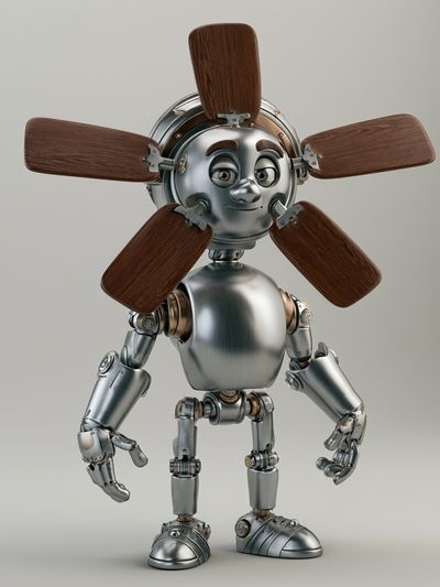 Friendly Robot Fan Illustration Poster. poster