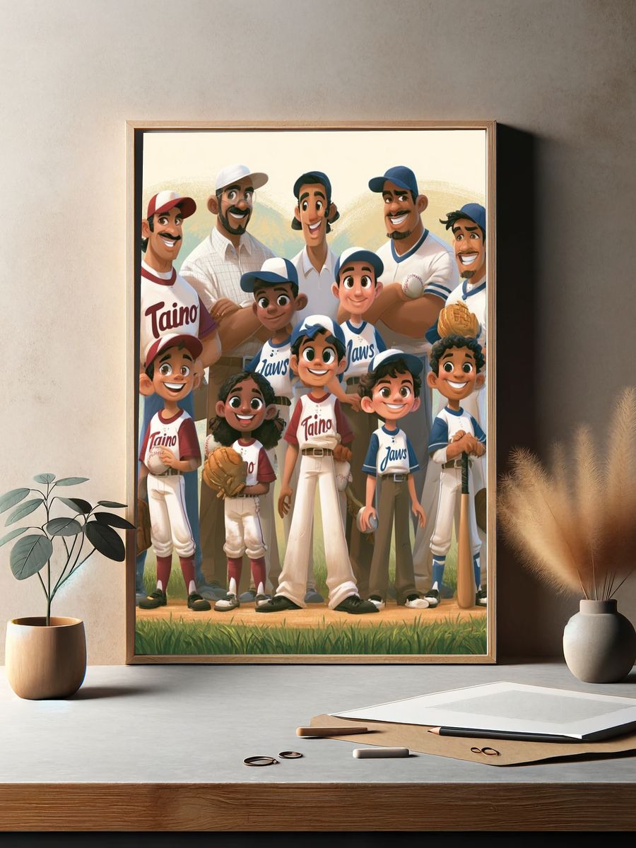 Youth Baseball Team Illustration Poster. — room view 2