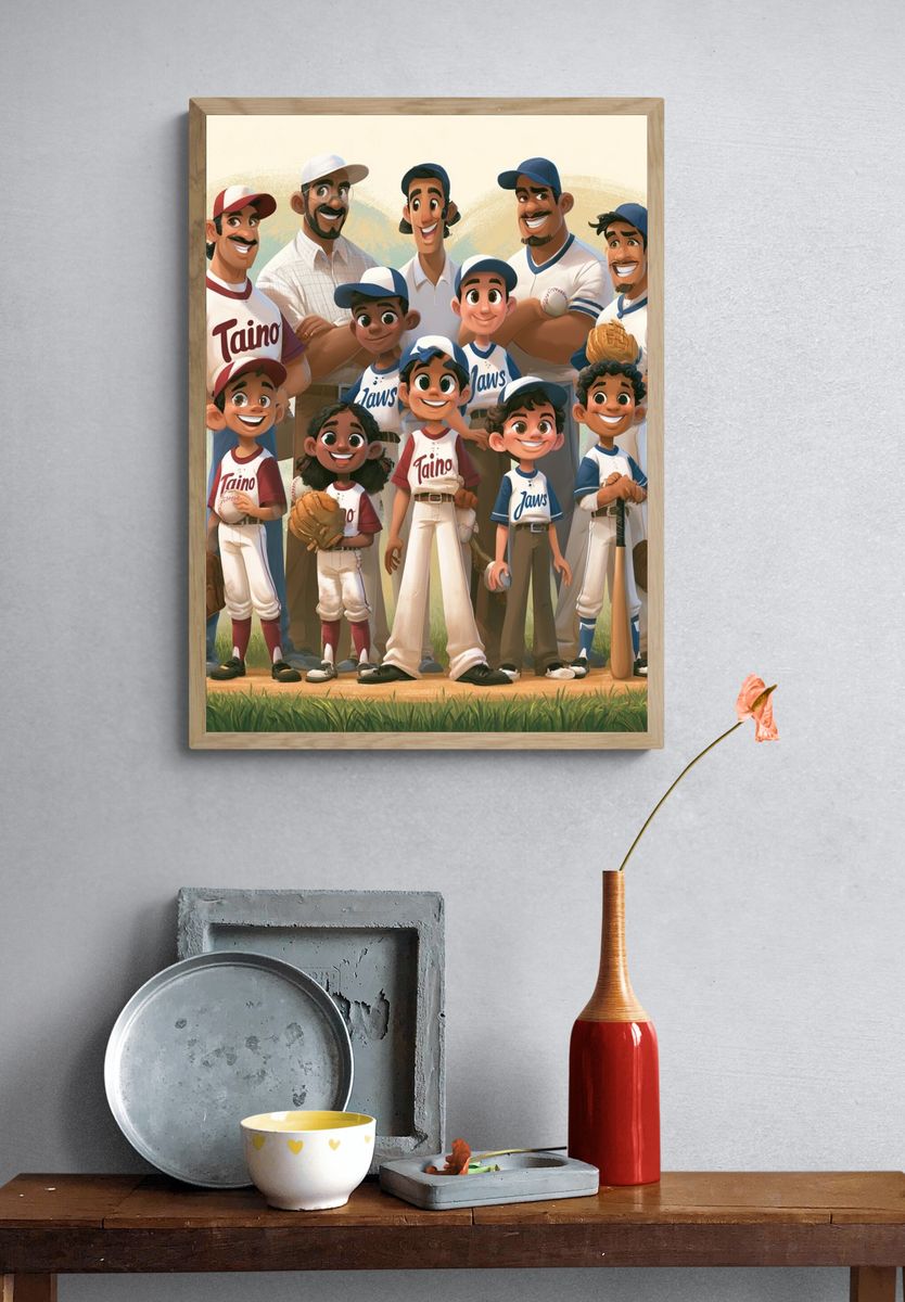 Youth Baseball Team Illustration Poster. — room view 3