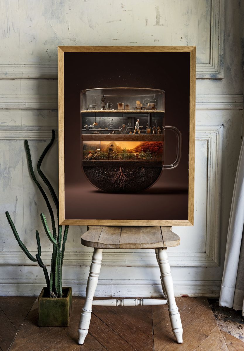 Layered Coffee Garden Illustration Poster. room preview