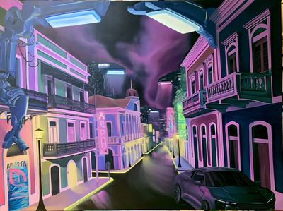 Neon Caribbean Street Poster. poster