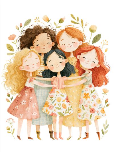 Girls Friendship Watercolor Print. poster