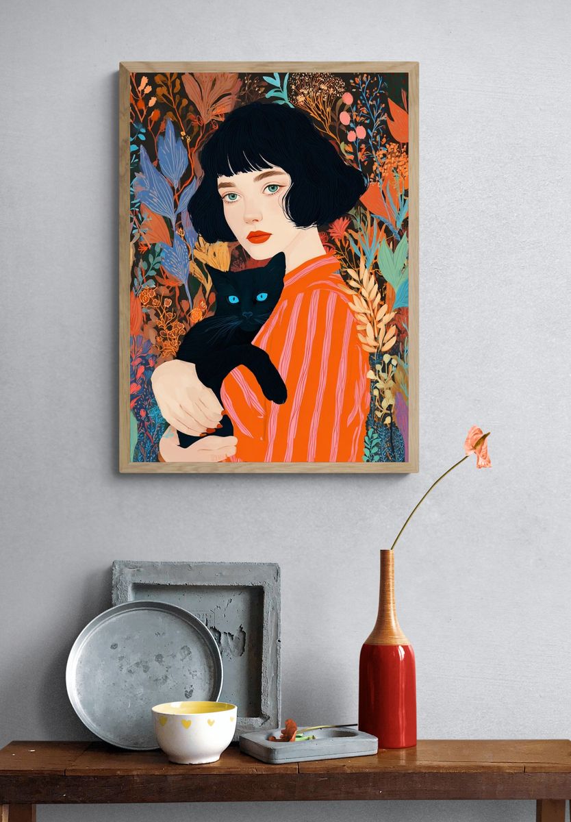 Lighthouse at Moonrise Illustration Poster. — room view 3