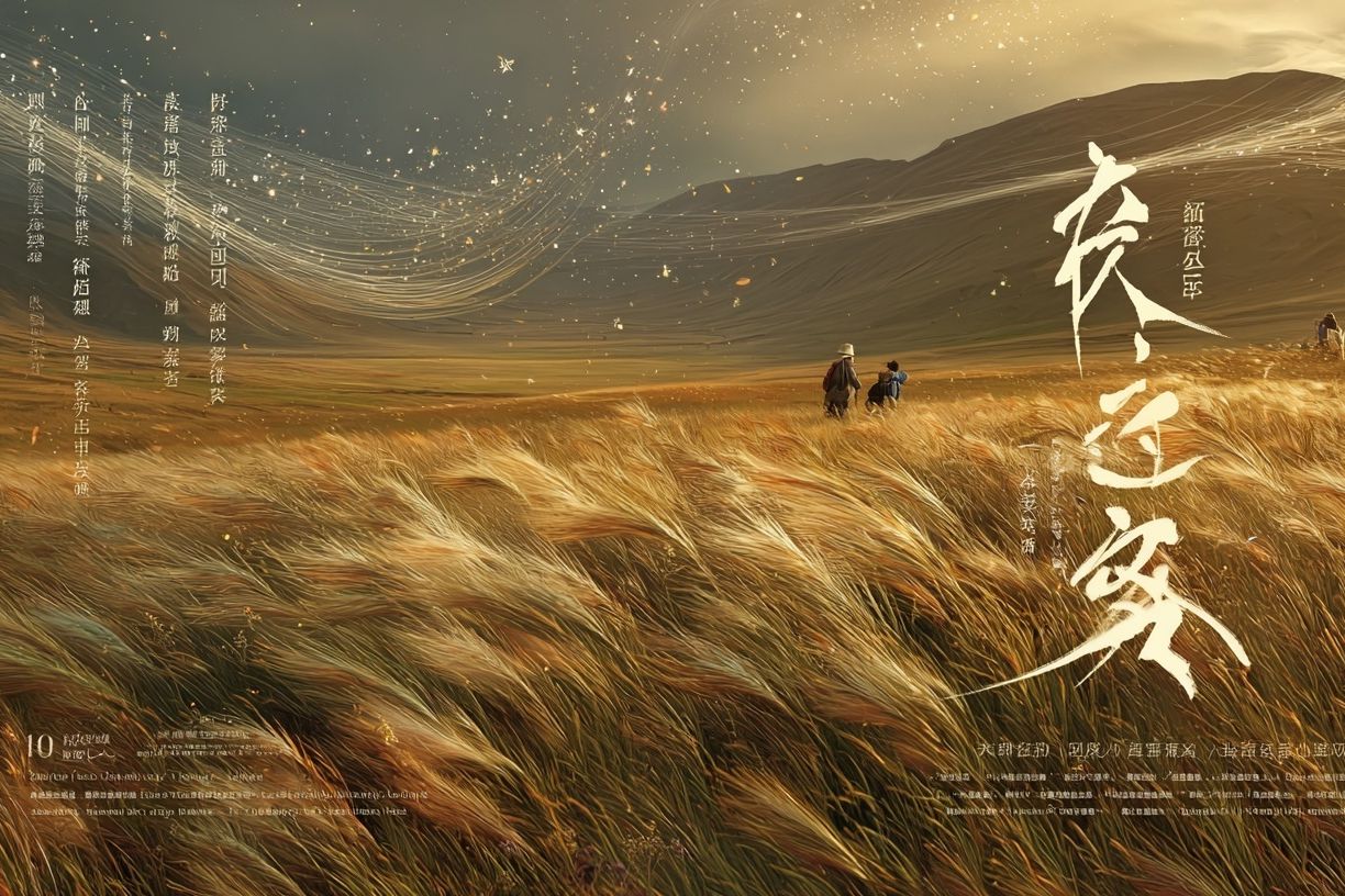 Golden Grassland Calligraphy Poster. poster — illustration art