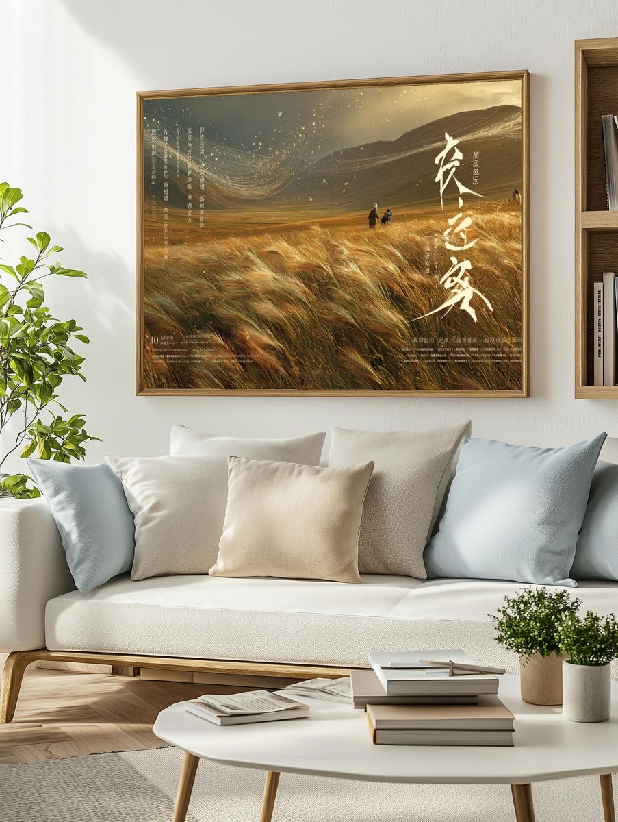 Golden Grassland Calligraphy Poster. — room view 2