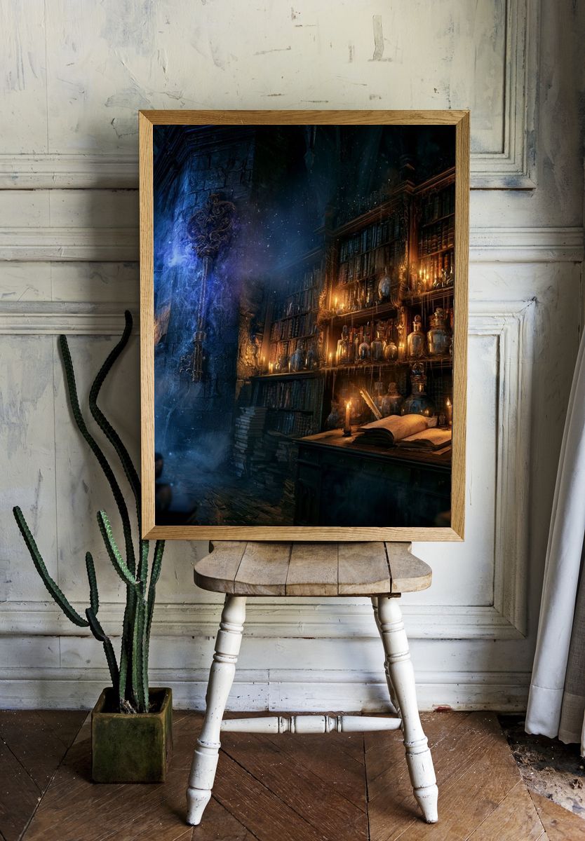 Enchanted Library — Fantasy Print. room preview