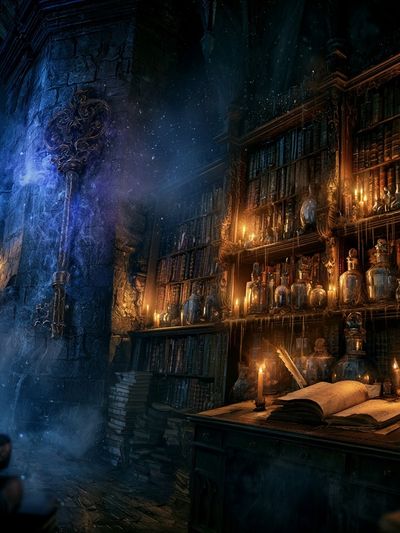 Enchanted Library — Fantasy Print. poster