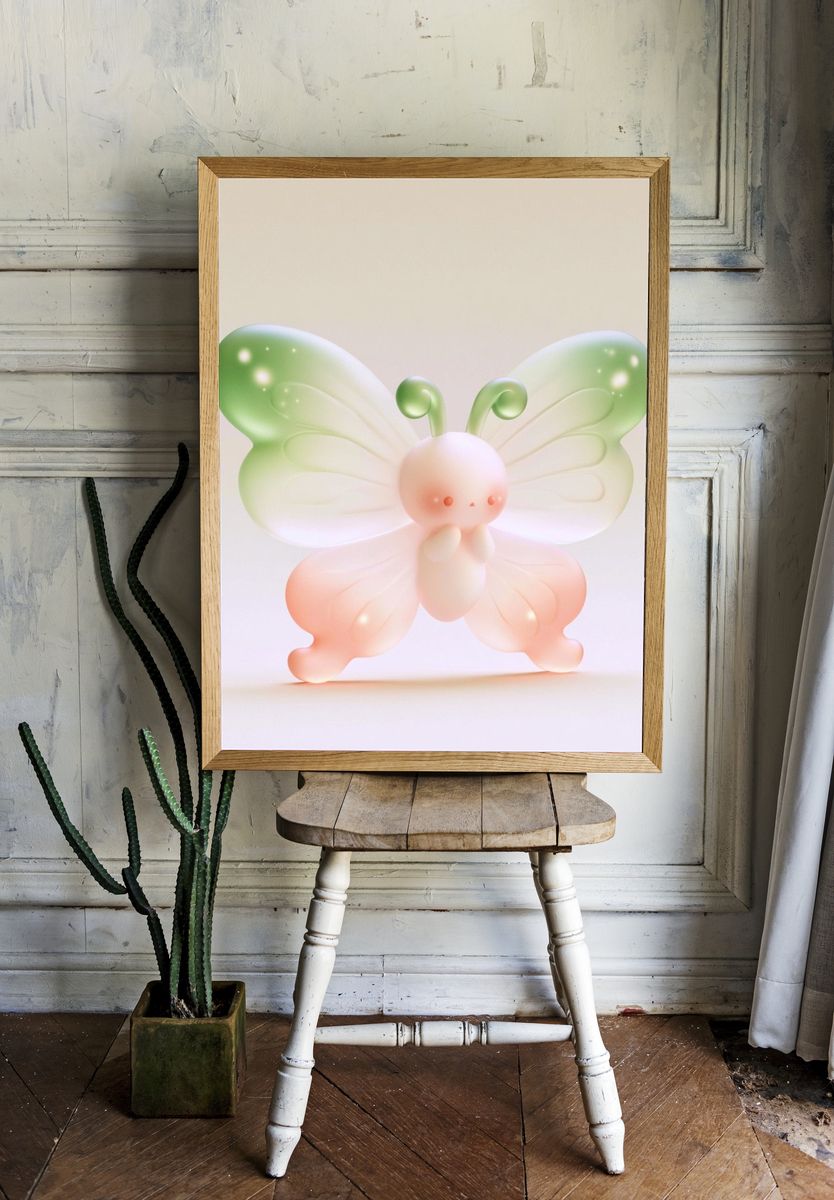 Pastel Butterfly Illustration Poster. room preview