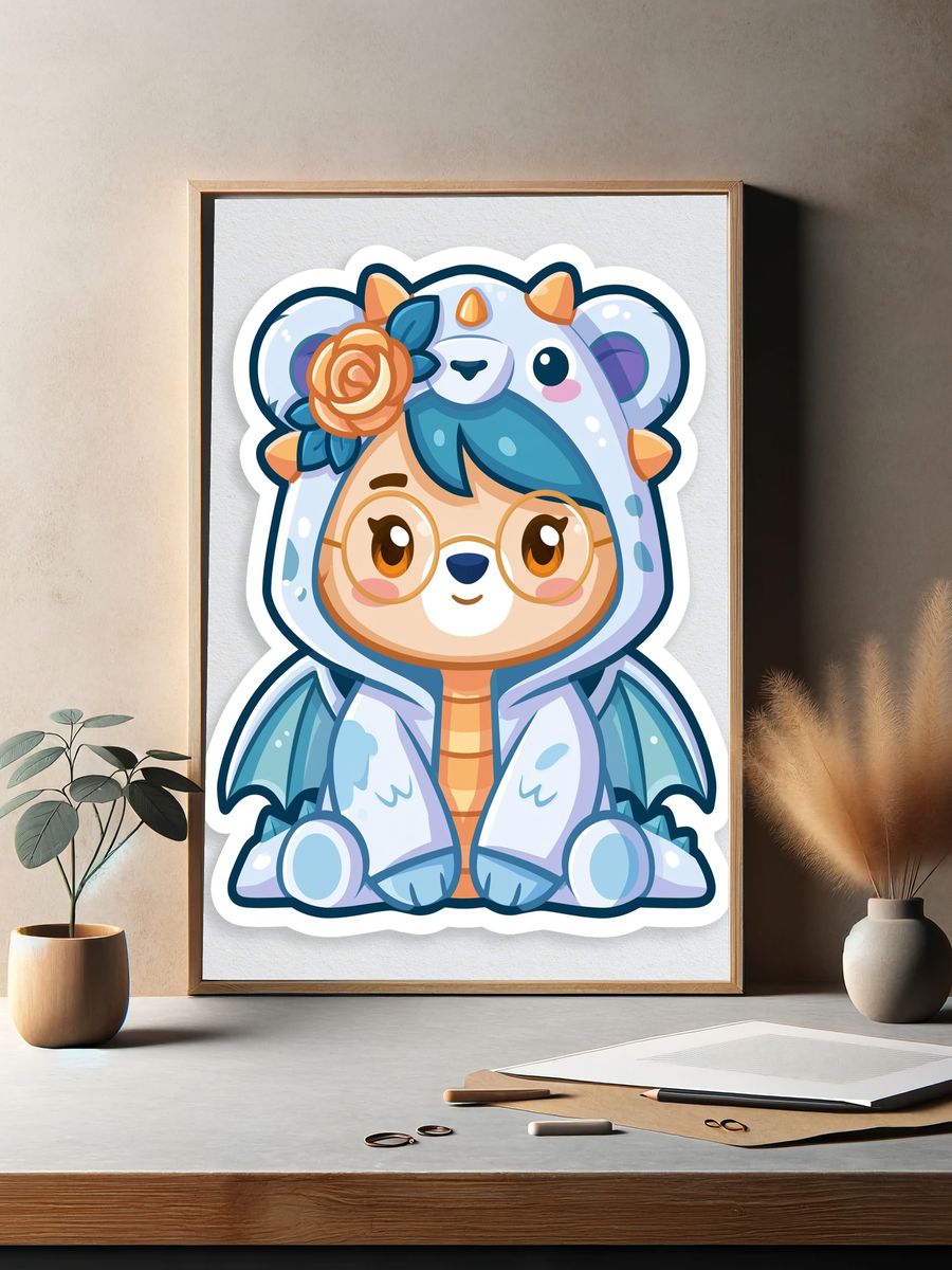 Cute Dragon Cub Cartoon Print. — room view 2