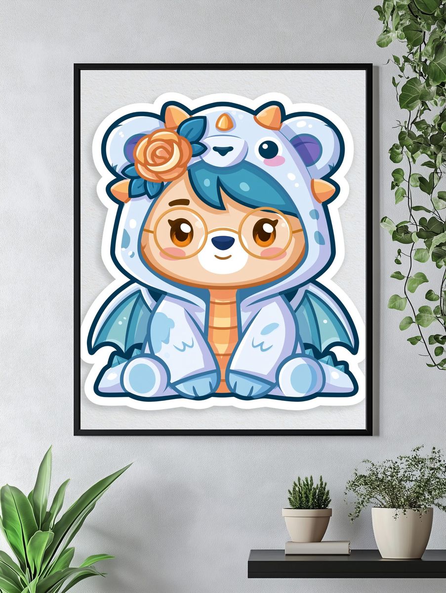 Cute Dragon Cub Cartoon Print. — room view 4