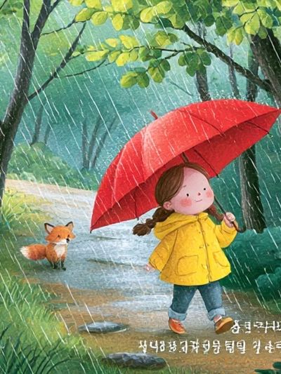 Girl with Red Umbrella Illustration Poster. poster