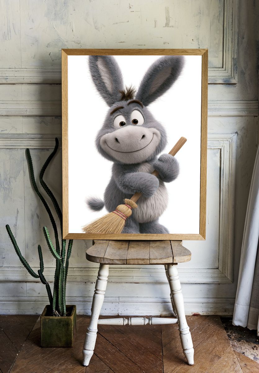 Cute Donkey Character Illustration Poster. room preview