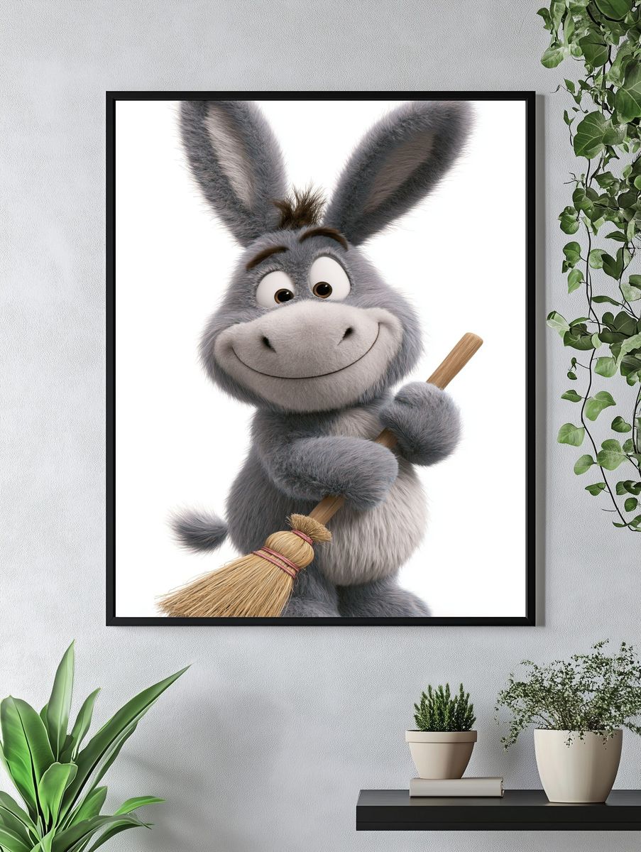 Cute Donkey Character Illustration Poster. — room view 4