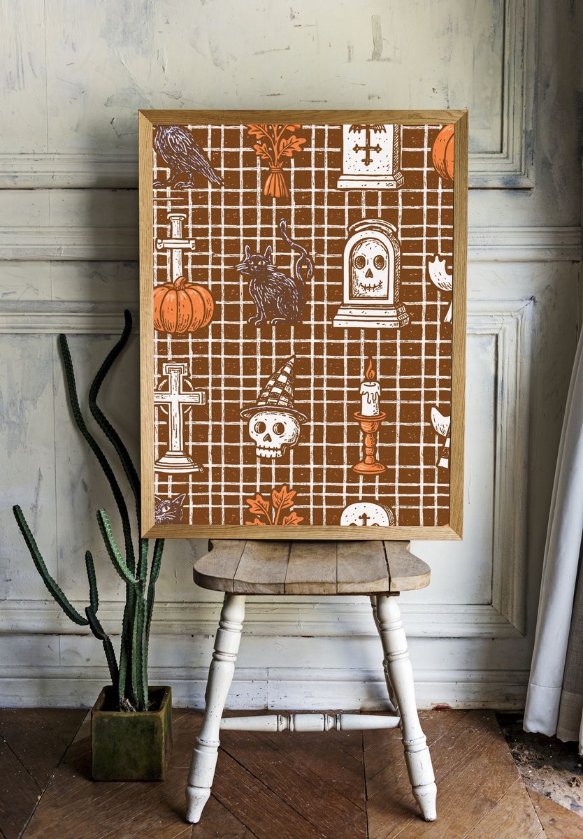 Halloween Pattern Illustration Poster. room preview