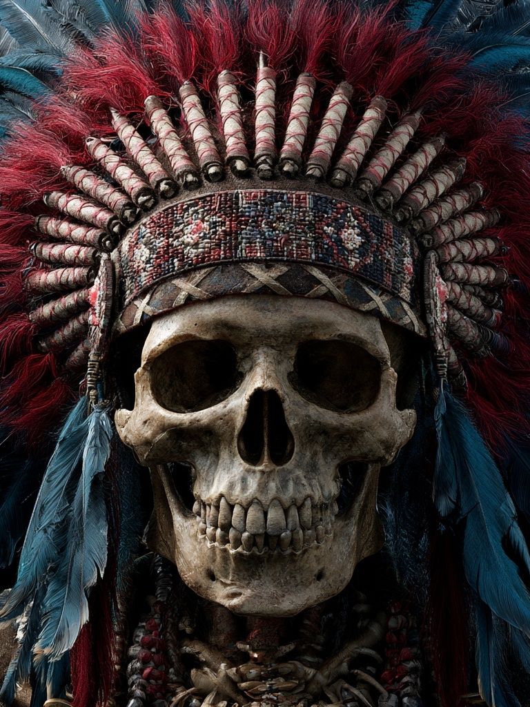 Skull Headdress Illustration Poster. poster — illustration art