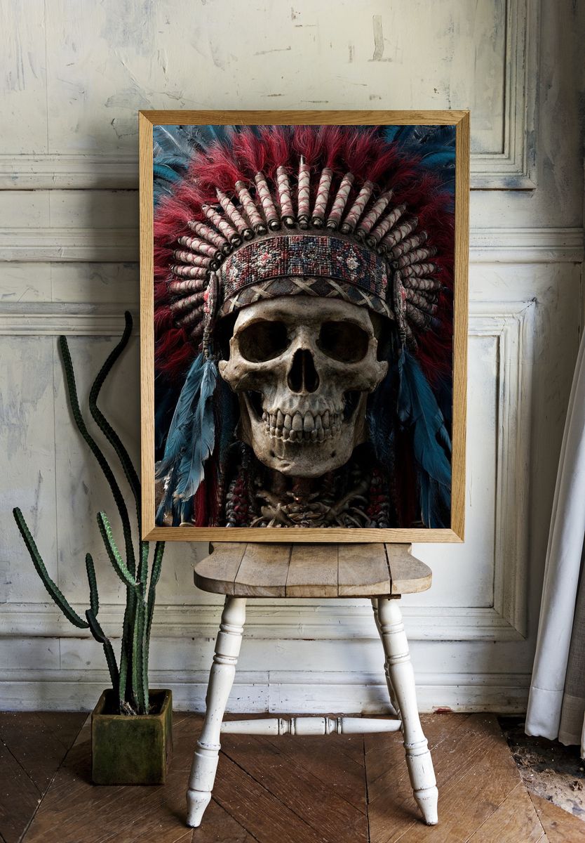 Skull Headdress Illustration Poster. — room view 1