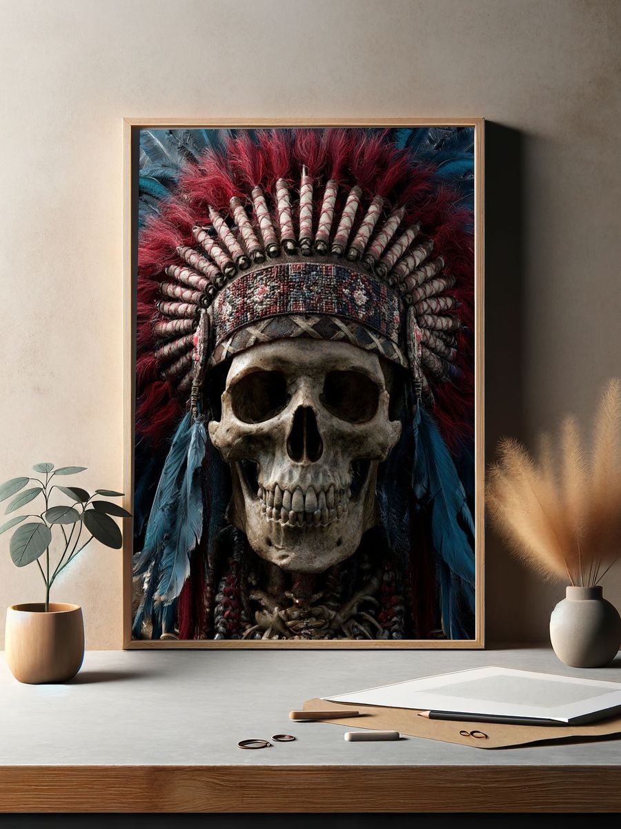 Skull Headdress Illustration Poster. — room view 2