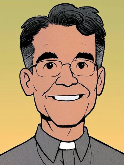 Smiling Priest Portrait Print.