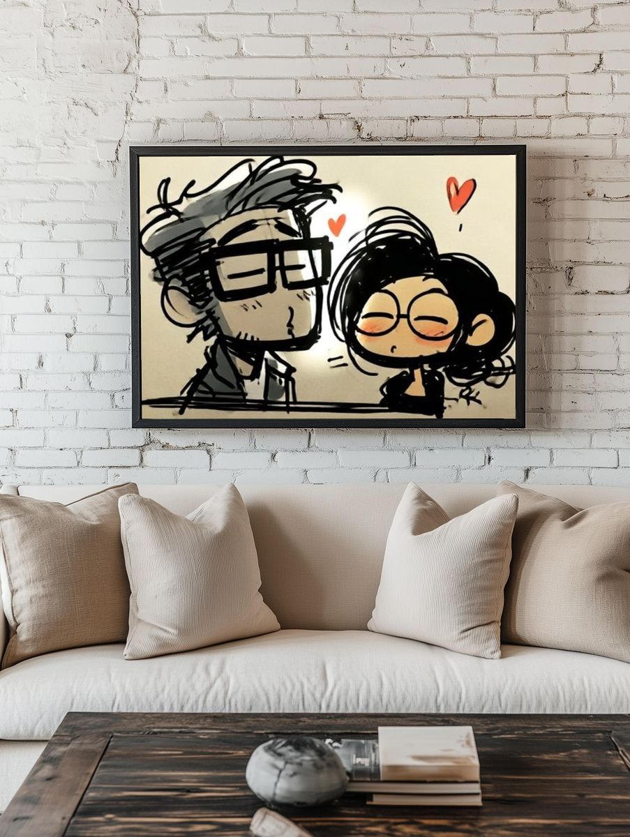 Cute Couple Love Illustration Poster. room preview