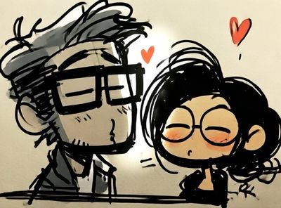 Cute Couple Love Illustration Poster.