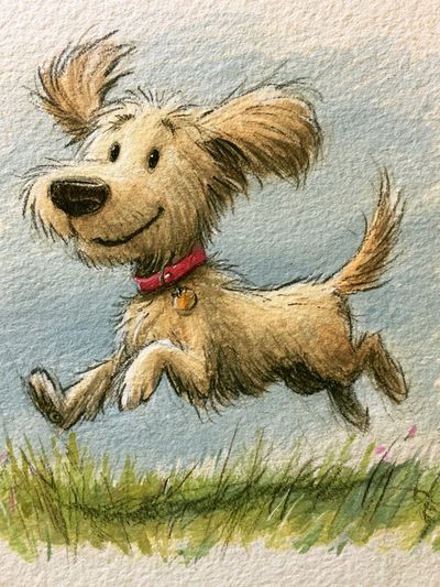 Playful Dog Watercolor Poster. poster