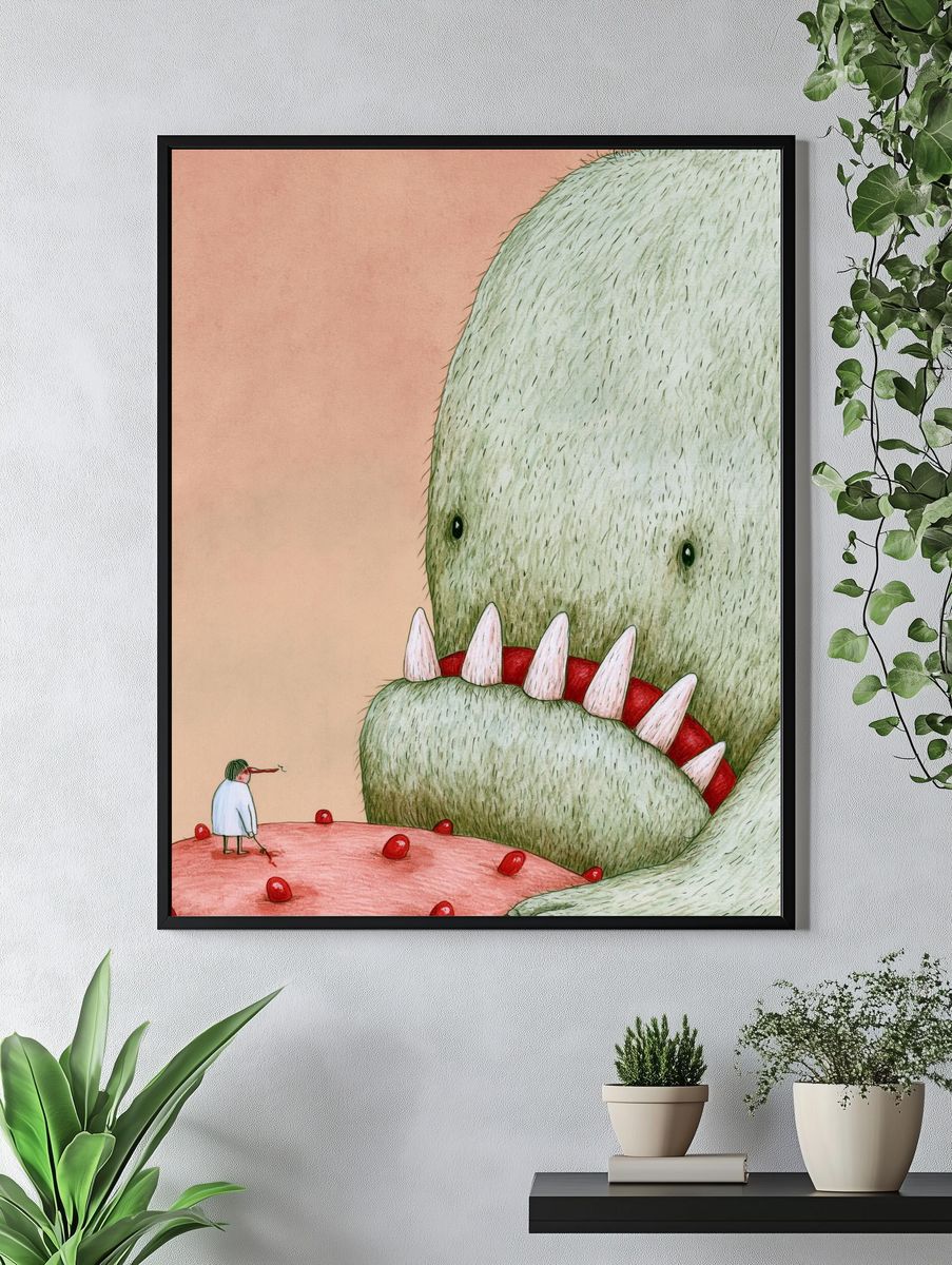 Monster Encounter Surrealism Print. — room view 4