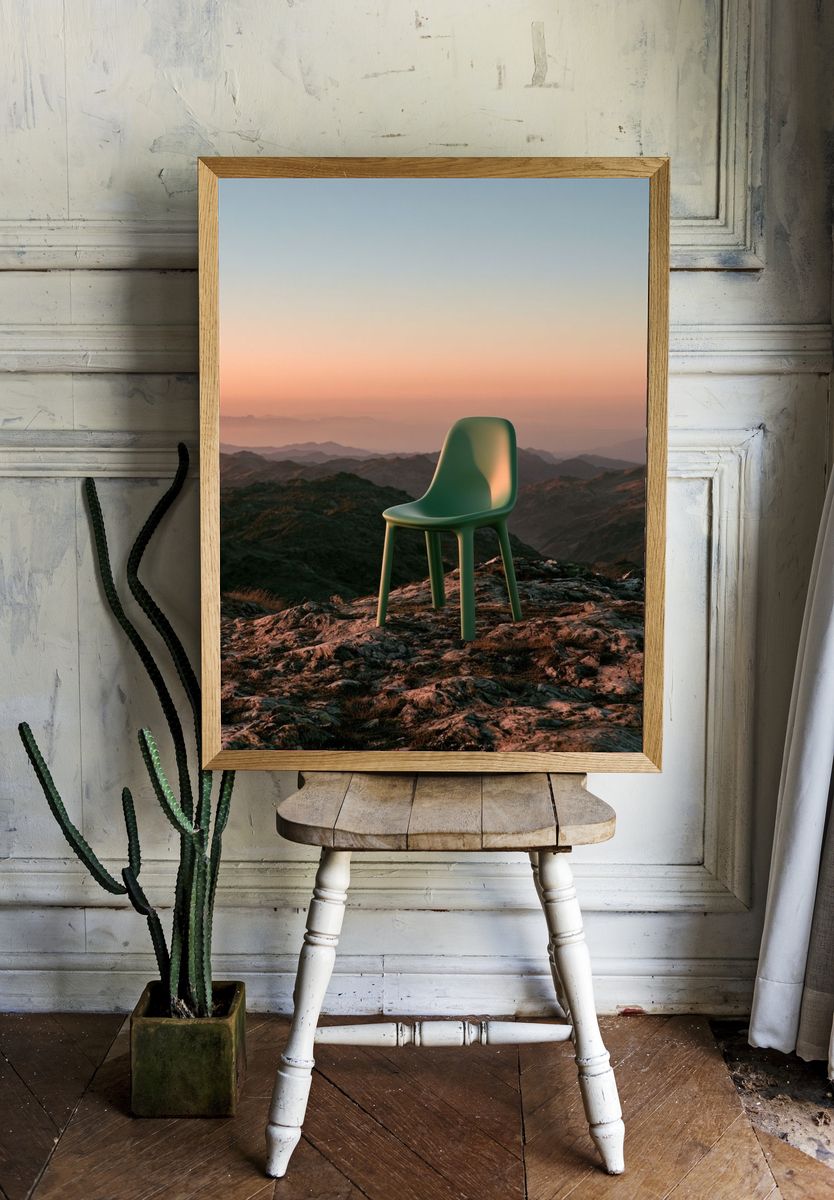 Solitary Chair at Sunset Print. room preview