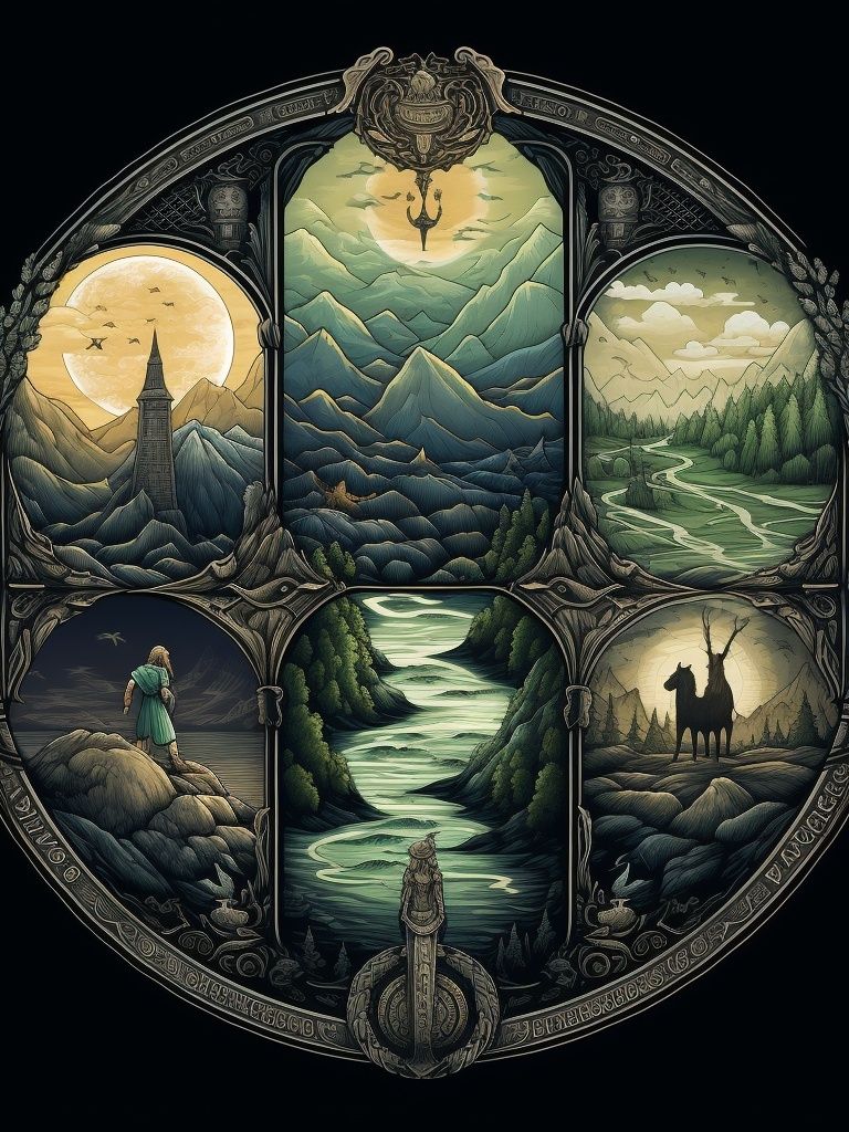 Mystic Mountain Landscape Print. poster — illustration art