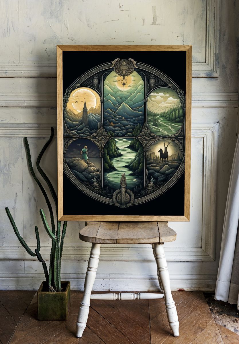 Mystic Mountain Landscape Print. room preview