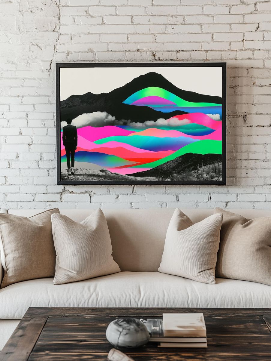 Neon Desert Dreamscape Poster. room preview