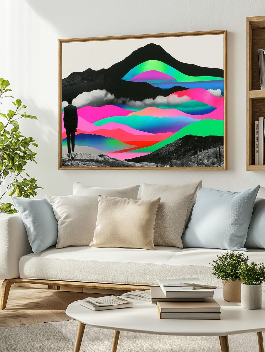 Neon Desert Dreamscape Poster. — room view 2