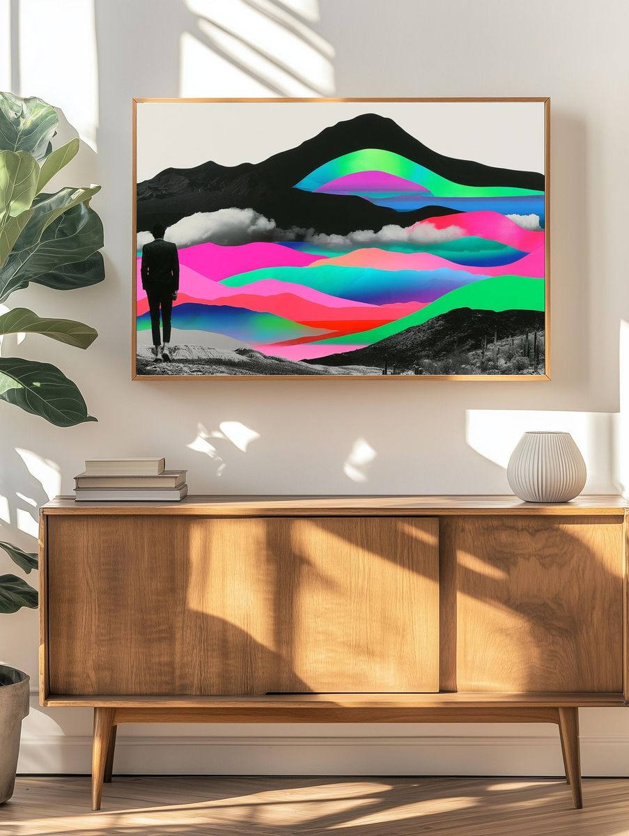 Neon Desert Dreamscape Poster. — room view 3
