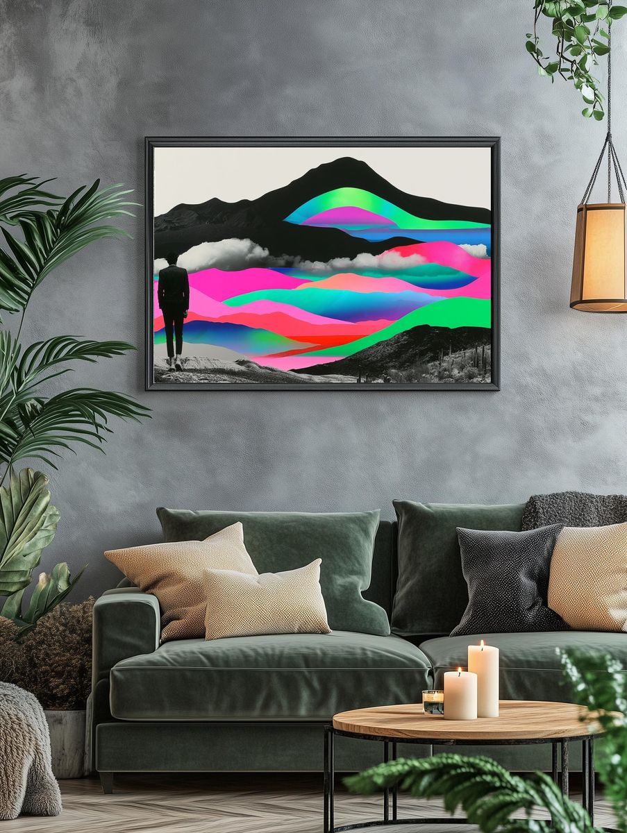 Neon Desert Dreamscape Poster. — room view 4